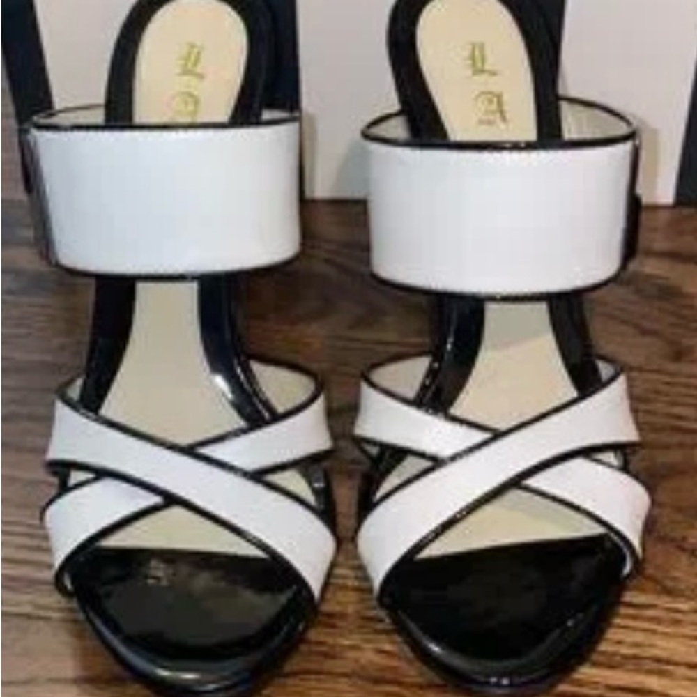 L.A.M.B. Black and white heels
